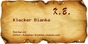 Klecker Bianka névjegykártya
